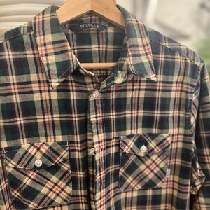 Poler Men's Plaid Shirt - Green and Cream